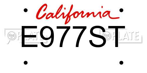 E977ST California License Plate