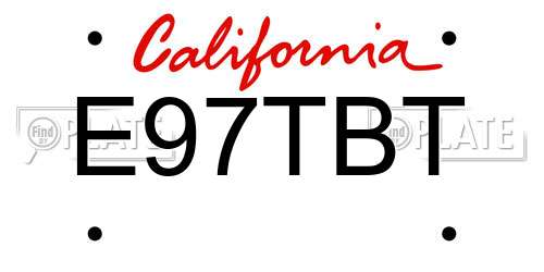 E97TBT California License Plate