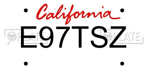 E97TSZ California License Plate