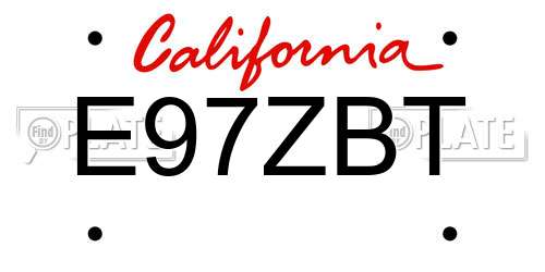 E97ZBT California License Plate