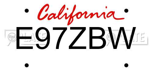 E97ZBW California License Plate