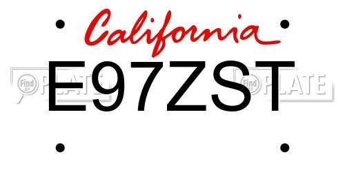 E97ZST California License Plate