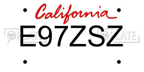 E97ZSZ California License Plate