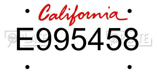 E995458 California License Plate