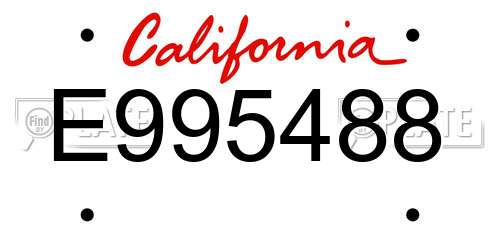 E995488 California License Plate