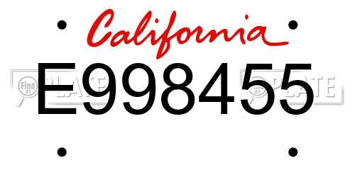 E998455 California License Plate