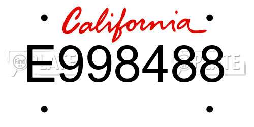 E998488 California License Plate