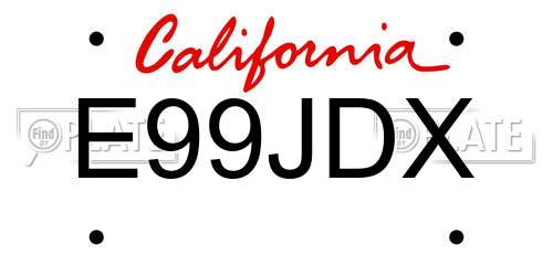 E99JDX California License Plate