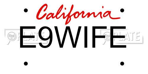 E9WIFE California License Plate