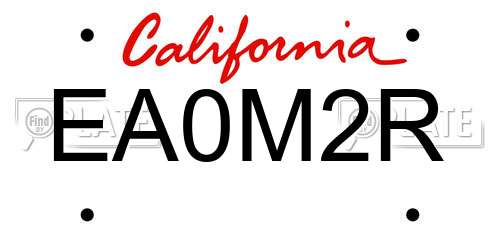EA0M2R California License Plate