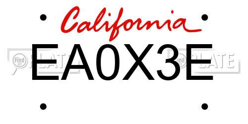 EA0X3E California License Plate