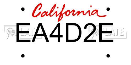 EA4D2E California License Plate