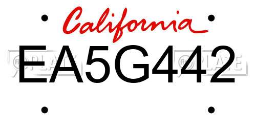 EA5G442 California License Plate