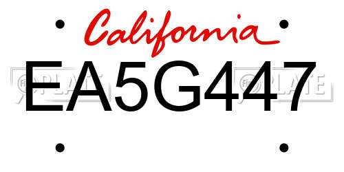EA5G447 California License Plate