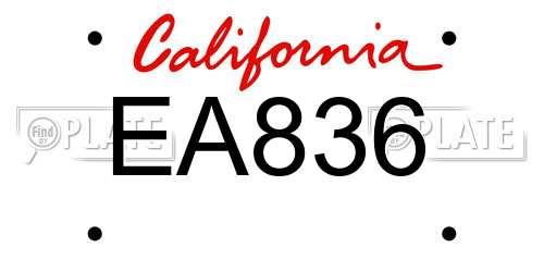 EA836 California License Plate