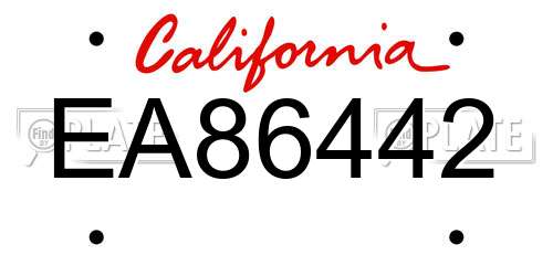 EA86442 California License Plate