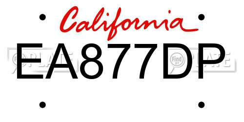EA877DP California License Plate