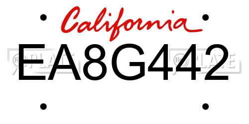 EA8G442 California License Plate