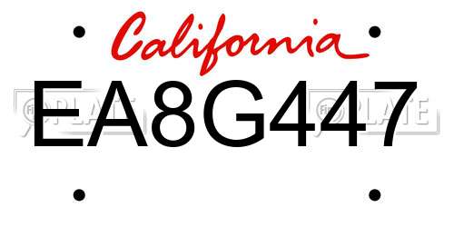 EA8G447 California License Plate
