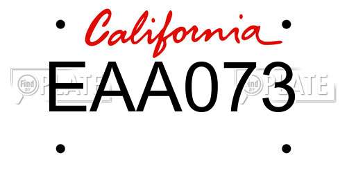 EAA073 California License Plate