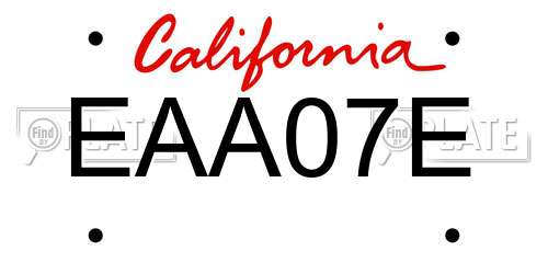 EAA07E California License Plate
