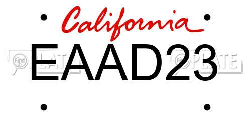 EAAD23 California License Plate