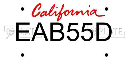 EAB55D California License Plate