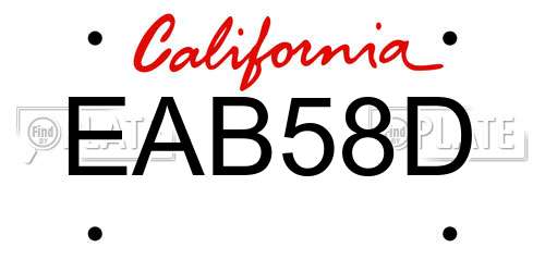 EAB58D California License Plate