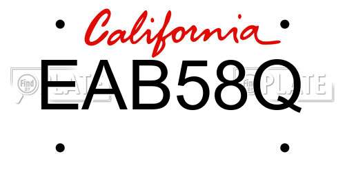 EAB58Q California License Plate