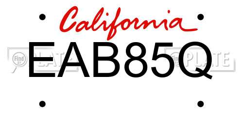 EAB85Q California License Plate