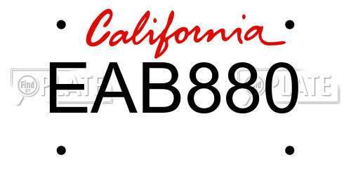 EAB880 California License Plate