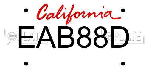 EAB88D California License Plate
