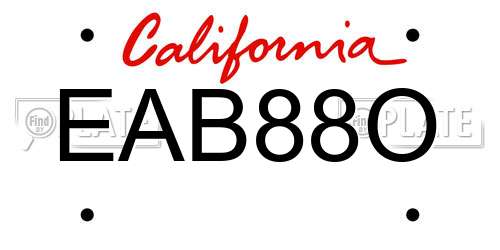 EAB88O California License Plate