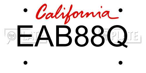 EAB88Q California License Plate