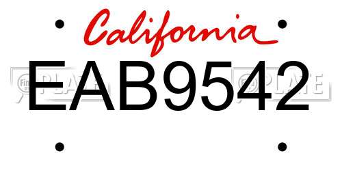 EAB9542 California License Plate