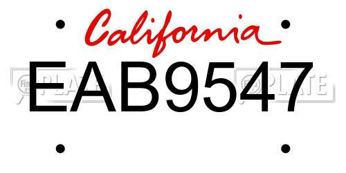 EAB9547 California License Plate