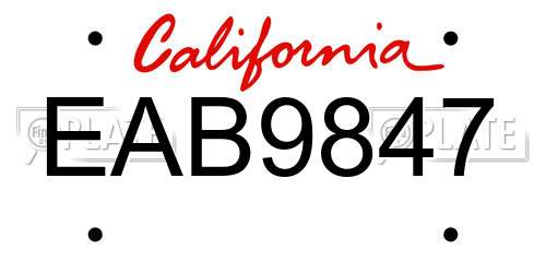 EAB9847 California License Plate