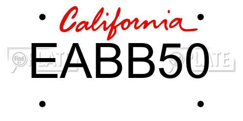 EABB50 California License Plate