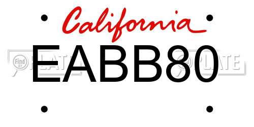 EABB80 California License Plate