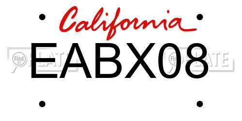 EABX08 California License Plate