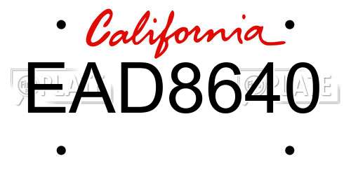 EAD8640 California License Plate