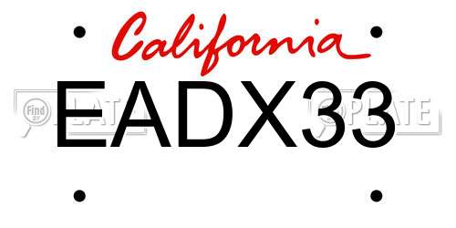 EADX33 California License Plate