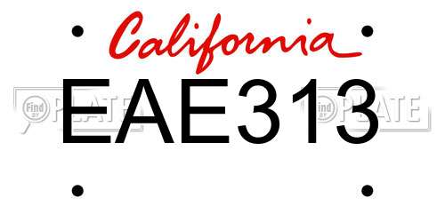 EAE313 California License Plate