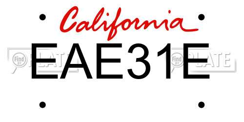 EAE31E California License Plate