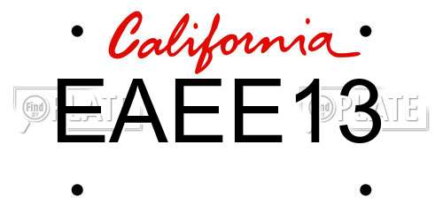 EAEE13 California License Plate