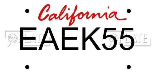 EAEK55 California License Plate
