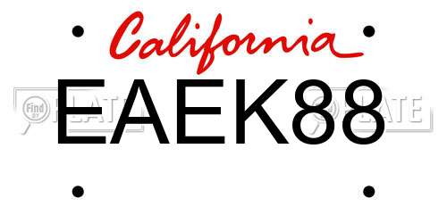 EAEK88 California License Plate