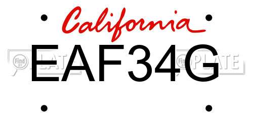 EAF34G California License Plate