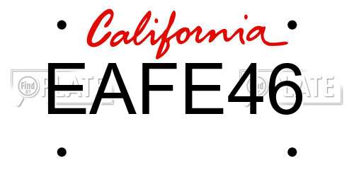 EAFE46 California License Plate