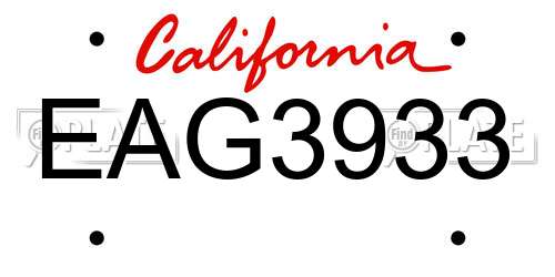 EAG3933 California License Plate